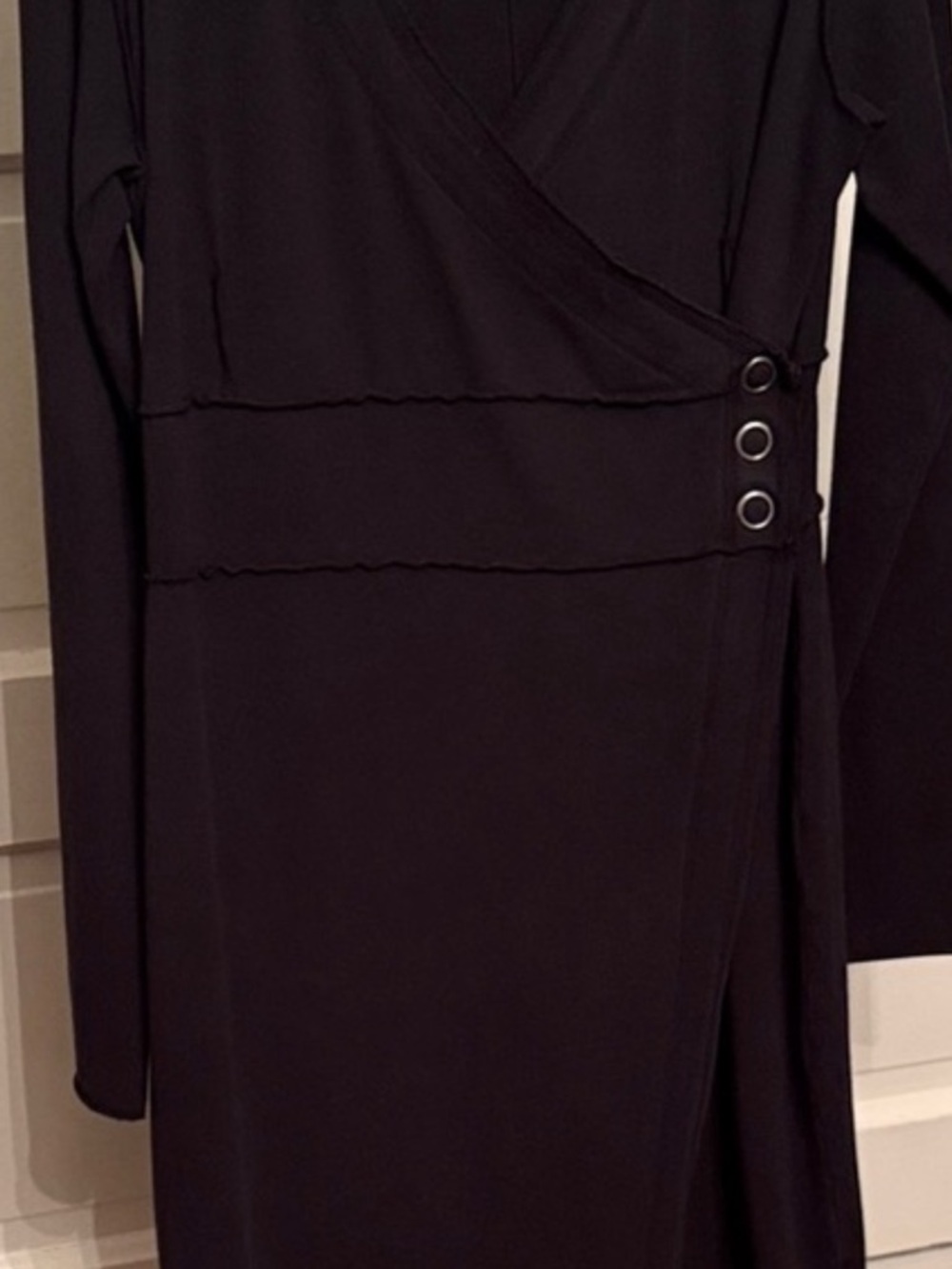 Raw Earth Wild Sky Jersey Knit Wrap Dress Black Size L Boho - Picture 4 of 14